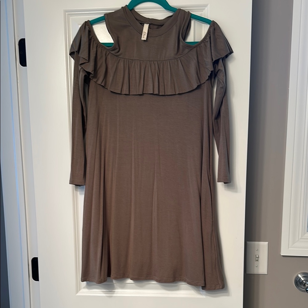Elegant olive Cold Shoulder Dress